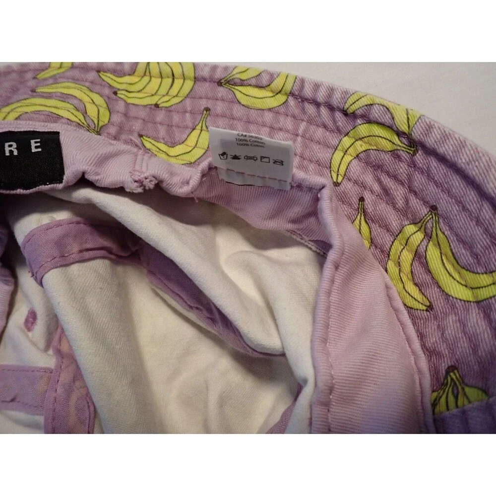 Empyre Bucket Hat Unisex One Size Banana Print Lilac Purple 100% Cotton Brim